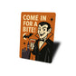 Come In For A Bite Happy Vampire And Bat Sign
