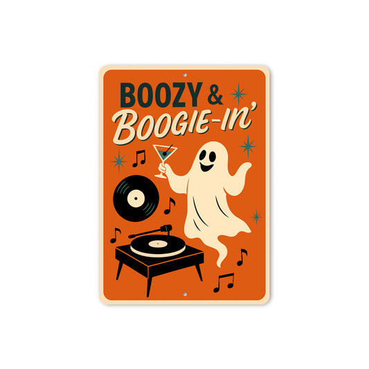 Boozy And Boogie-in Music Ghost Drinking Cocktails Sign