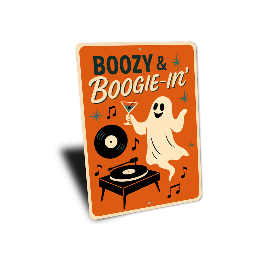 Boozy And Boogie-in Music Ghost Drinking Cocktails Sign