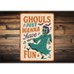 Ghouls Just Wanna Have Fun Bats And Music Sign