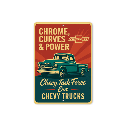 Chevy Trucks Chrome Curves And Power Chevrolet Sign