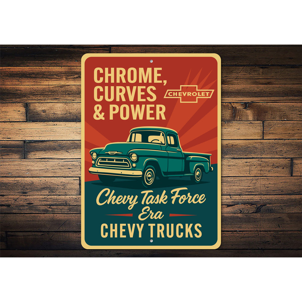 Chevy Trucks Chrome Curves And Power Chevrolet Sign