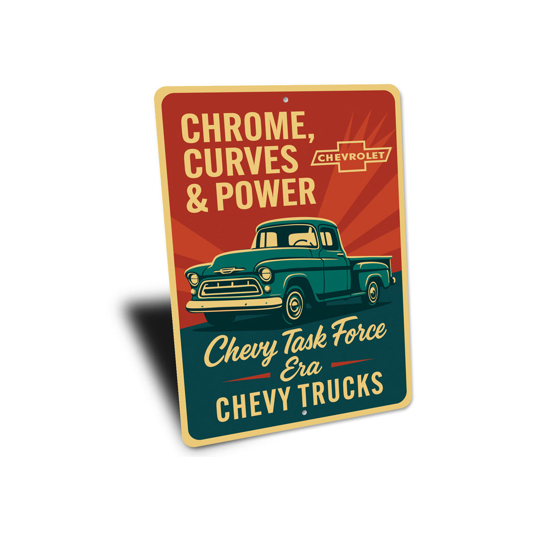 Chevy Trucks Chrome Curves And Power Chevrolet Sign