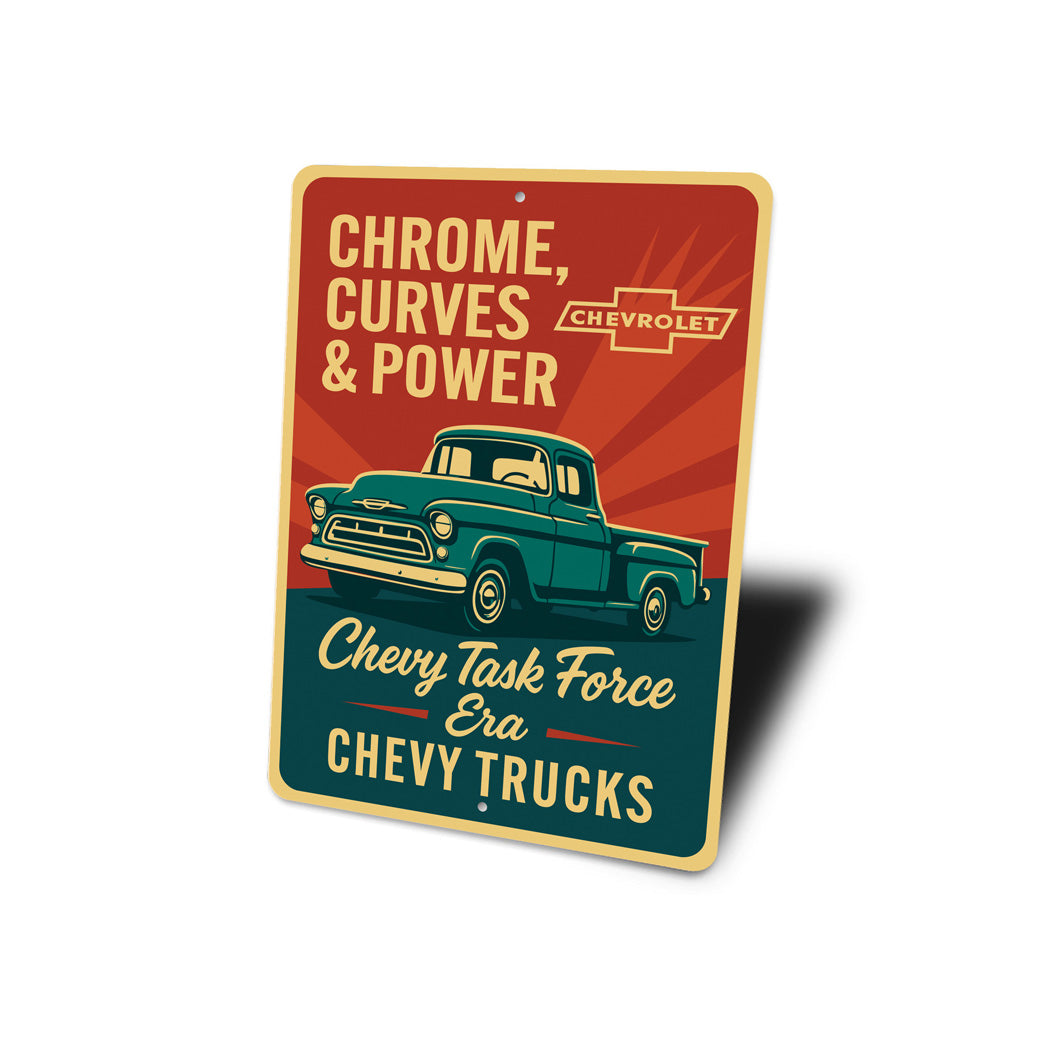 Chevy Trucks Chrome Curves And Power Chevrolet Sign