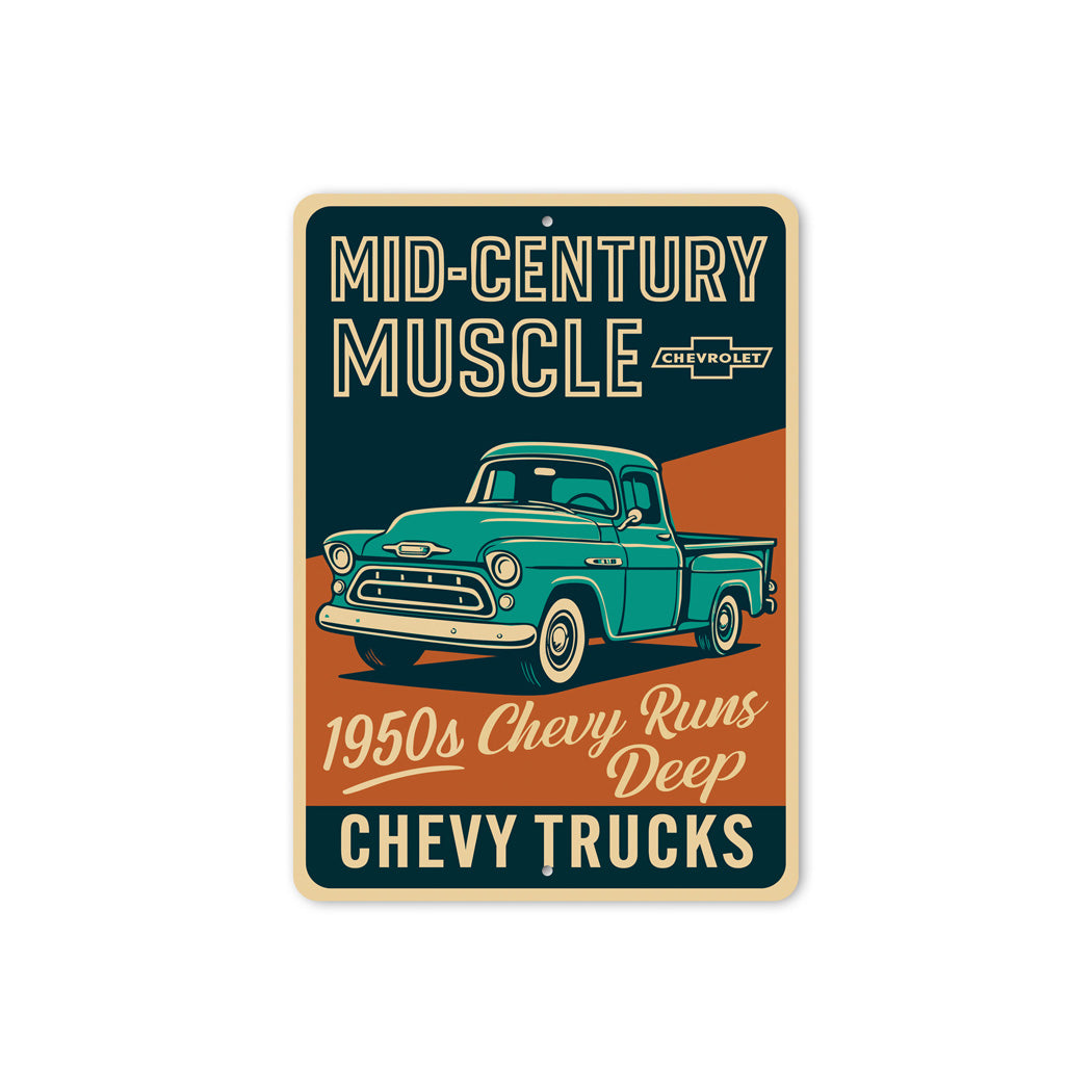 Chevy Trucks Mid-Century Muscle 1950s Chevrolet Sign