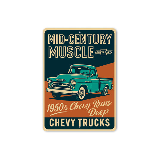 Chevy Trucks Mid-Century Muscle 1950s Chevrolet Sign