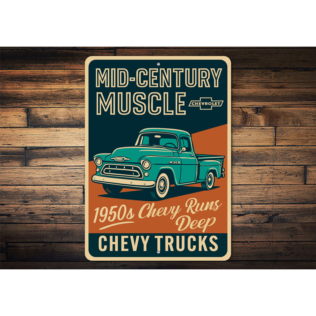 Chevy Trucks Mid-Century Muscle 1950s Chevrolet Sign