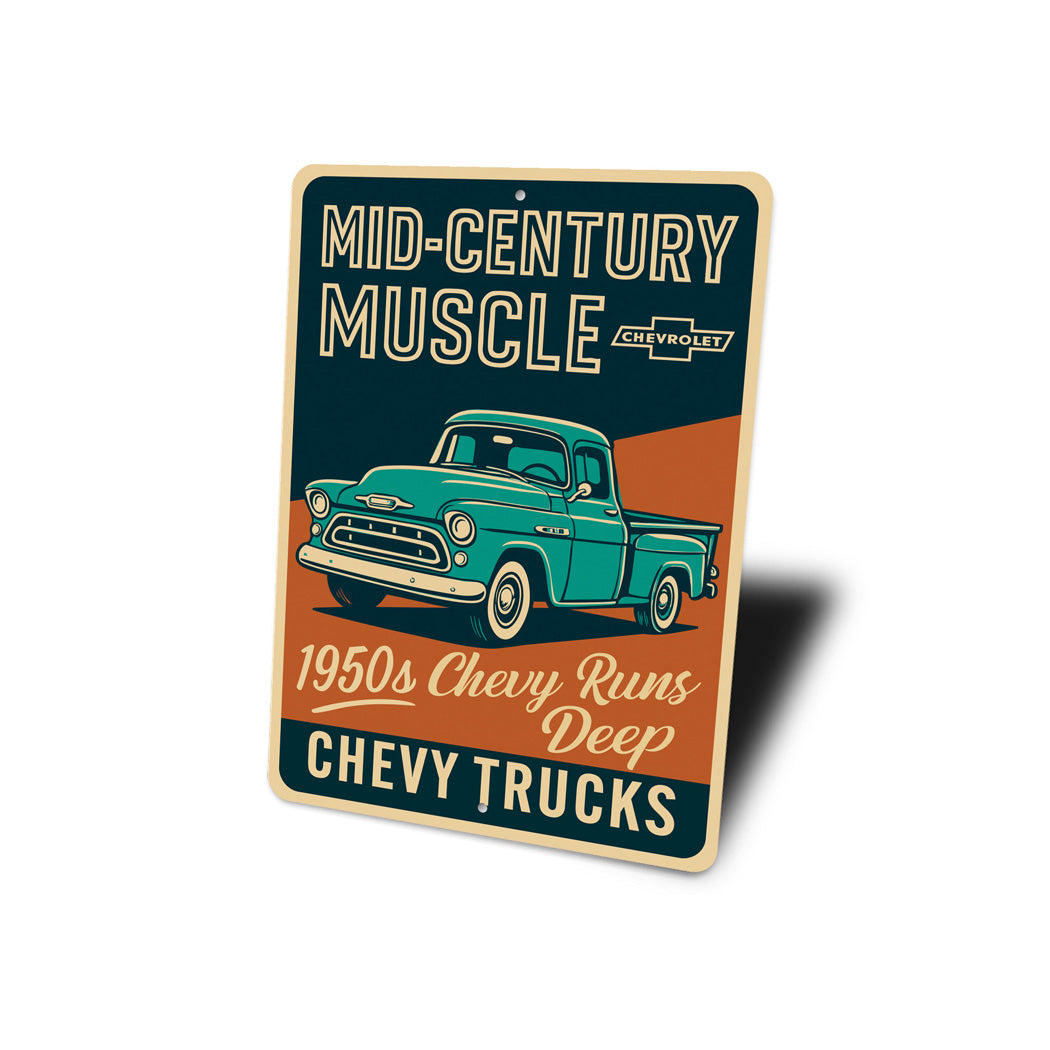 Chevy Trucks Mid-Century Muscle 1950s Chevrolet Sign