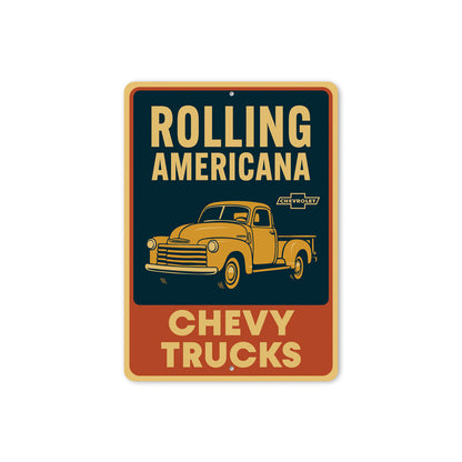 Chevy Trucks Rolling Americana Chevrolet Vintage Sign