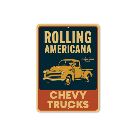 Chevy Trucks Rolling Americana Chevrolet Vintage Sign