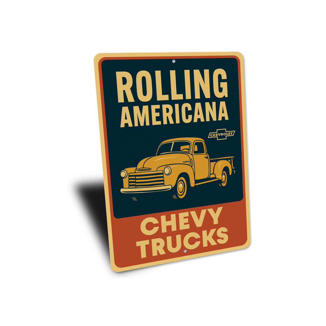 Chevy Trucks Rolling Americana Chevrolet Vintage Sign