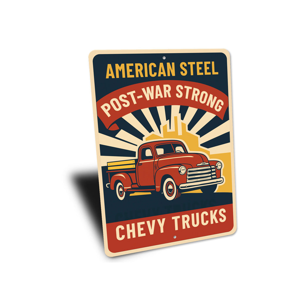 Chevy Trucks American Steel Post-War Strong Chevrolet Sign