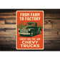Chevy Trucks From Farm To Factory Chevy Did The Job Sign