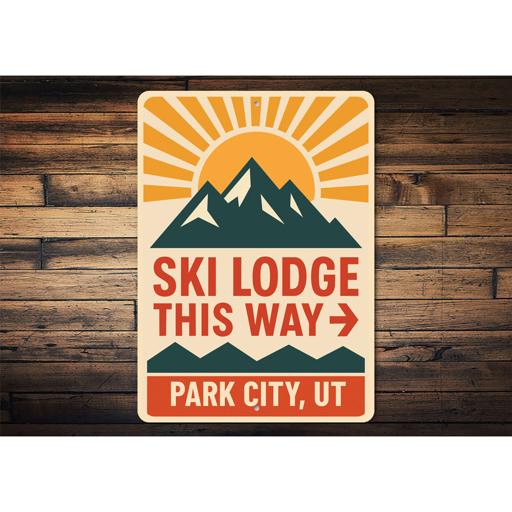 Park City Utah Ski Lodge This Way Directional Sign