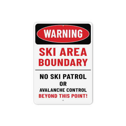 Warning Ski Area Boundary No Patrol Beyond This Point Sign