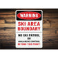 Warning Ski Area Boundary No Patrol Beyond This Point Sign