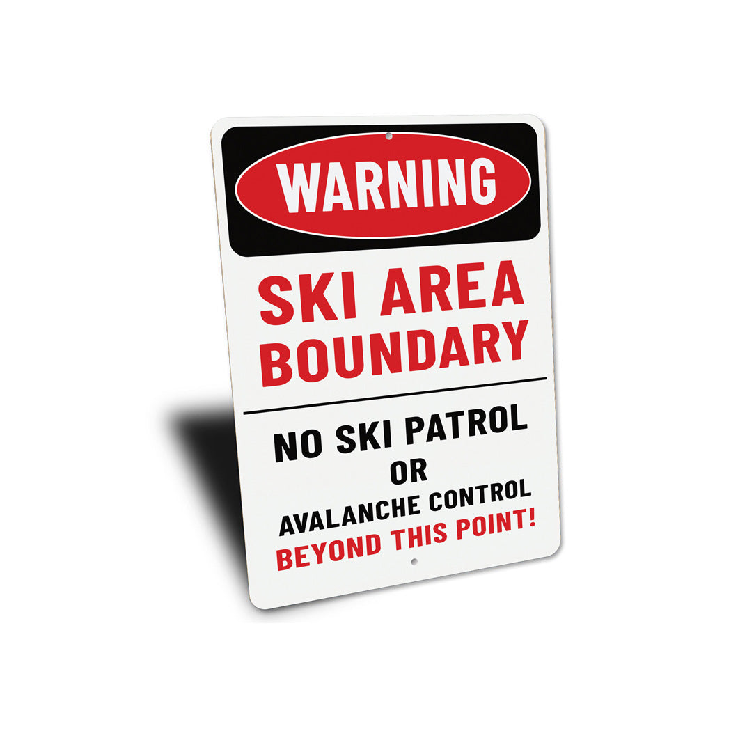 Warning Ski Area Boundary No Patrol Beyond This Point Sign
