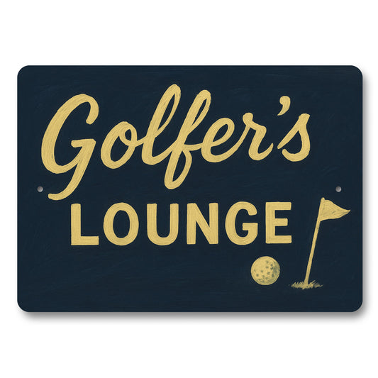Golfer's Lounge Golf Ball Aluminum Decor Sign