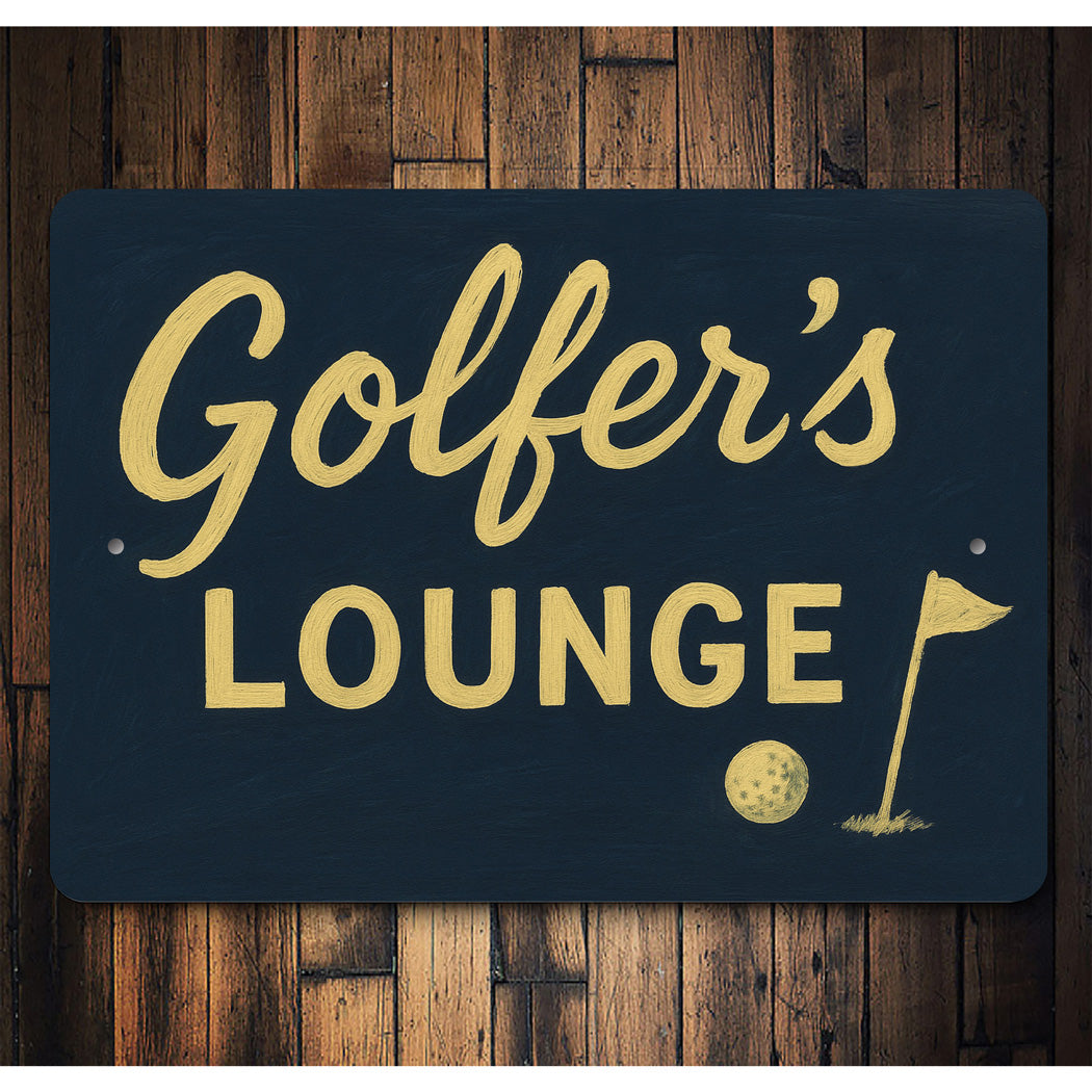 Golfer's Lounge Golf Ball Aluminum Decor Sign