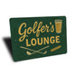 Golfer's Lounge Chalk Drawing Golf Clubs Cigars Sign