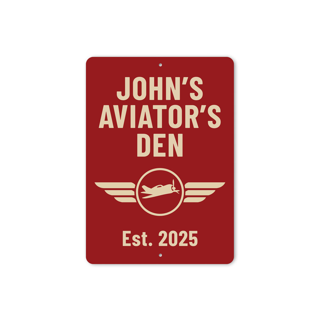 Personalized Aviator's Den Established Year Sign