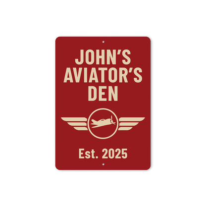 Personalized Aviator's Den Established Year Sign