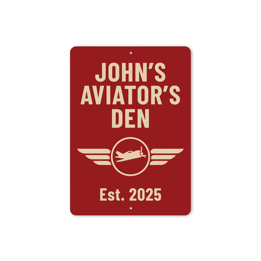Personalized Aviator's Den Established Year Sign