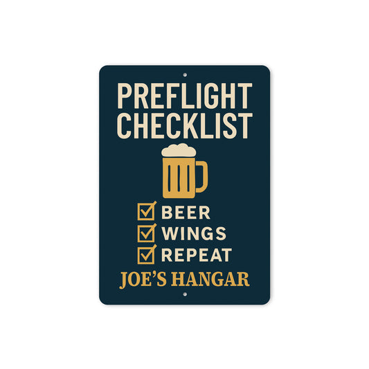 Custom Hangar Preflight Checklist Beer Wings Repeat Sign