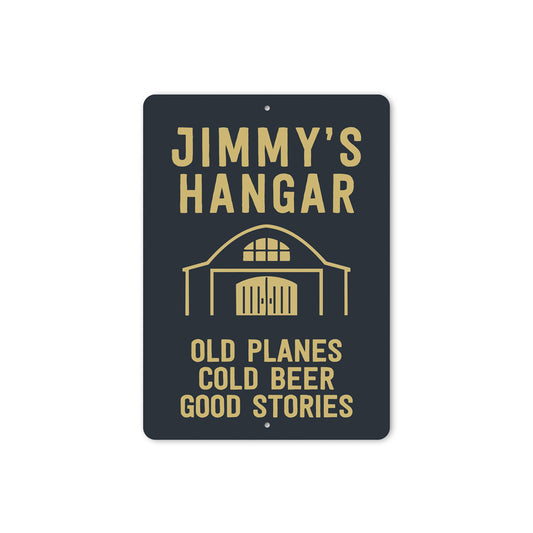 Personalized Hangar Old Planes Cold Beer Good Stories Sign