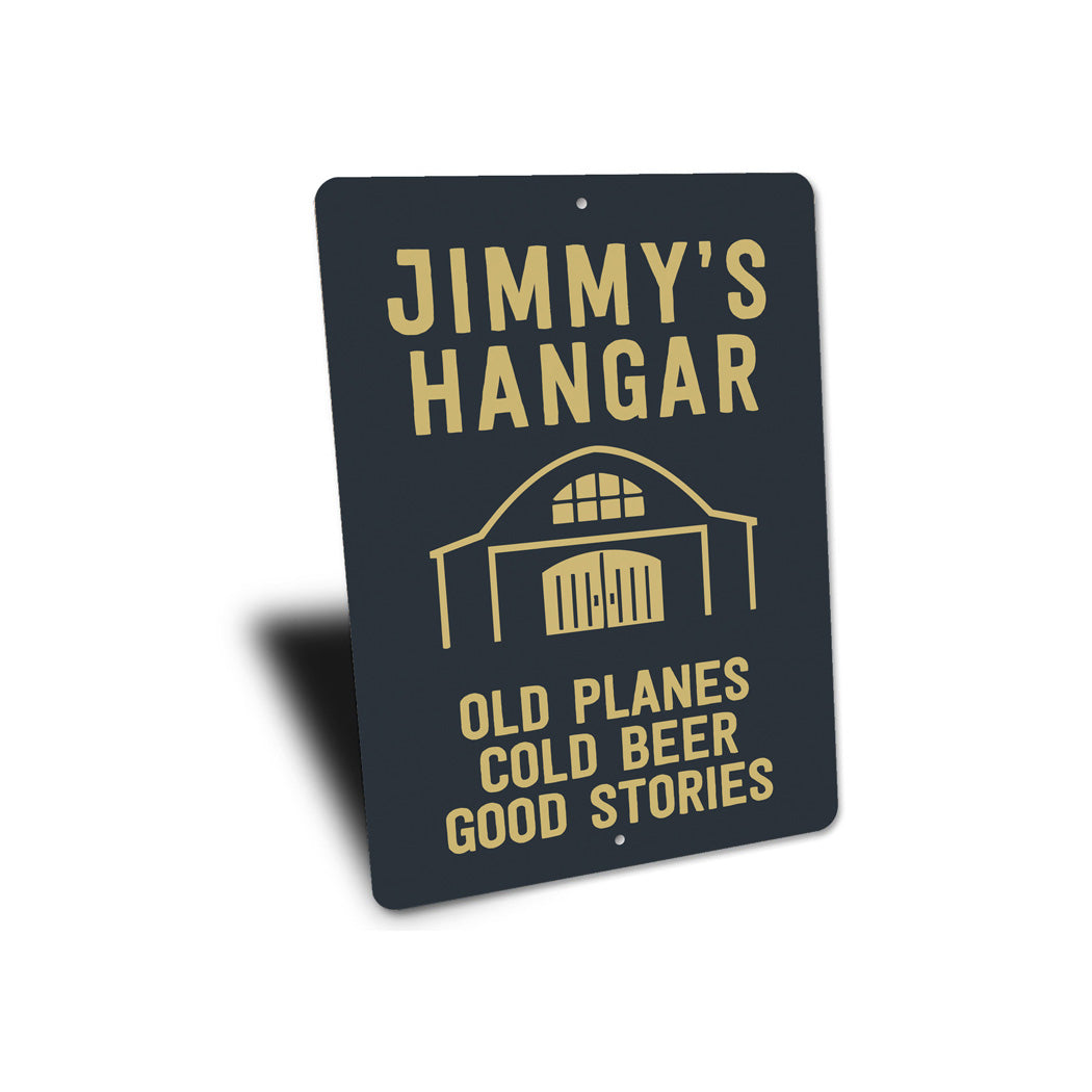 Personalized Hangar Old Planes Cold Beer Good Stories Sign