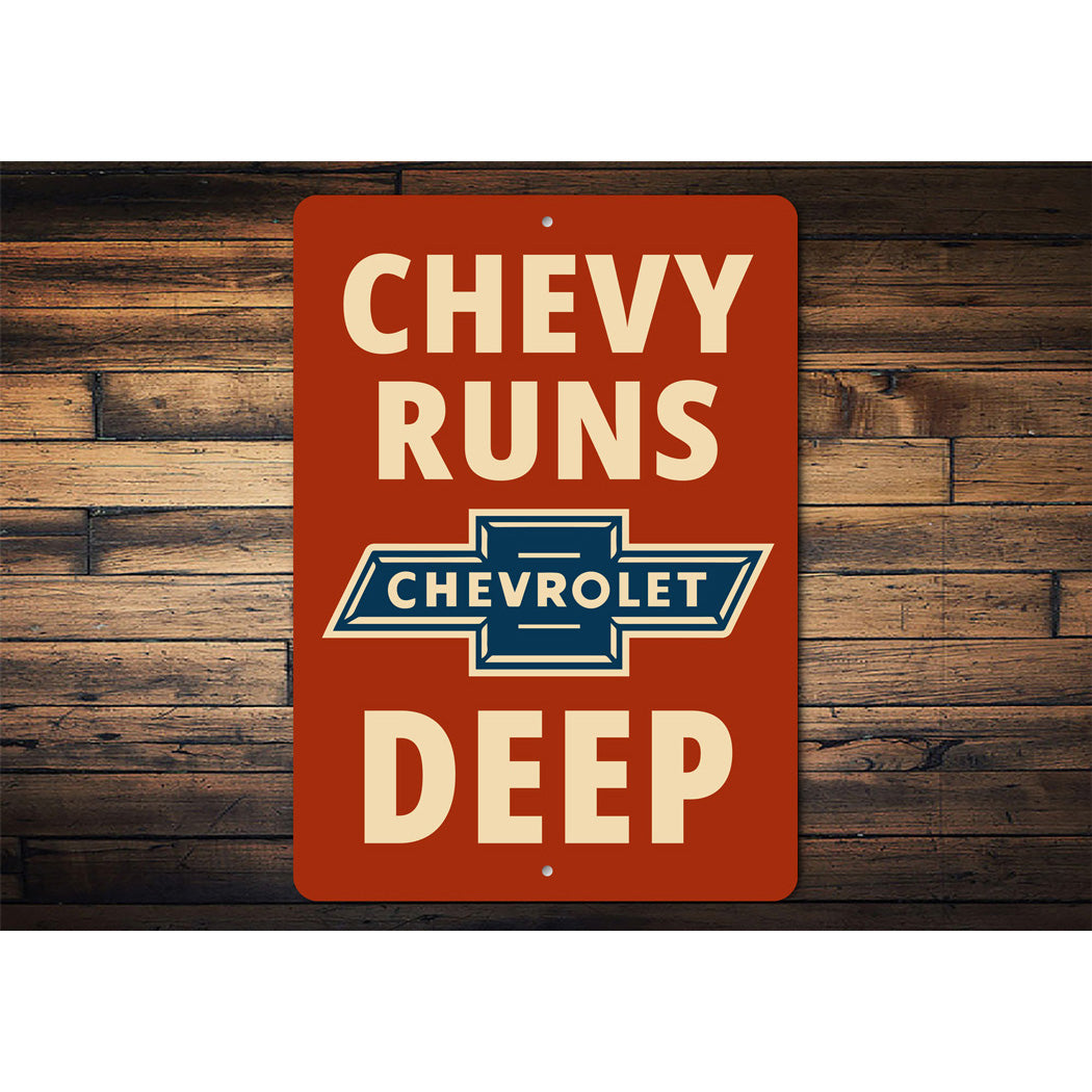 Chevy Runs Deep Decor Sign