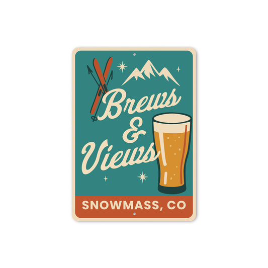 Brews And Views Snowmass Village Colorado Ski Sign
