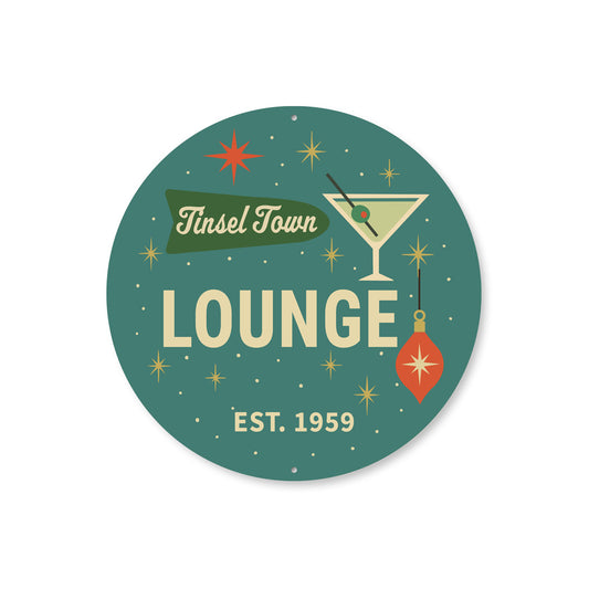 Tinsel Town Lounge Established Year Holiday Decore Sign