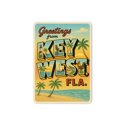 Greetings From Key West Island Paradise Postcard Sign