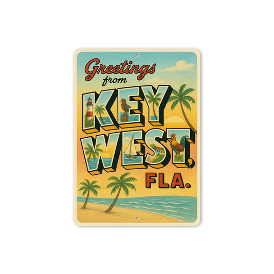 Greetings From Key West Island Paradise Postcard Sign