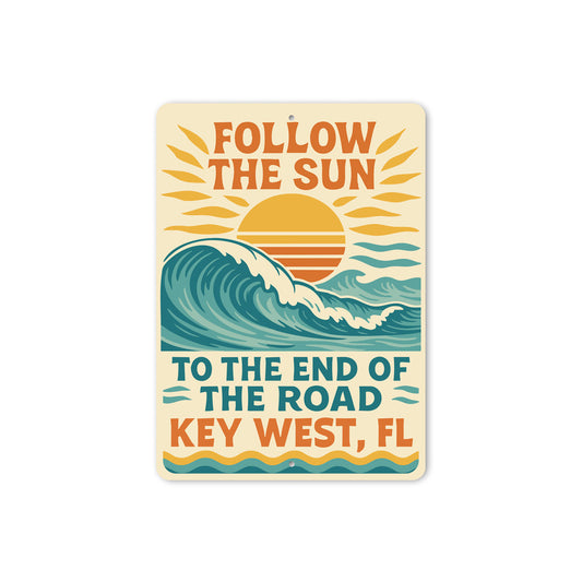 Keywest Follow The Sun Retro Surf Poster Sign