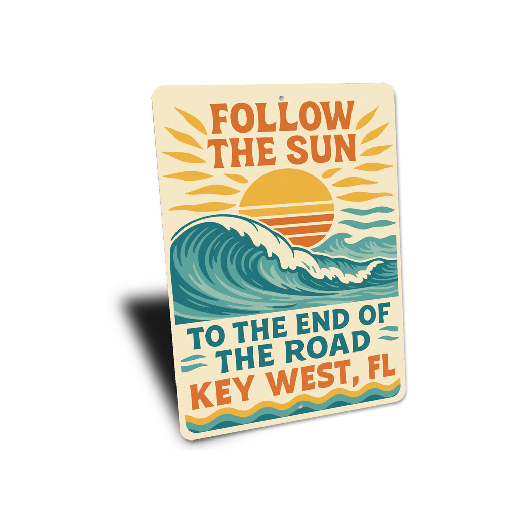 Keywest Follow The Sun Retro Surf Poster Sign