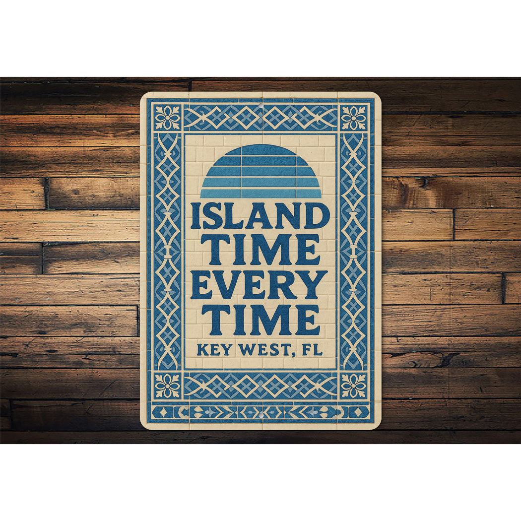 Key West Island Time Every Time Mediterranean Tile Sign
