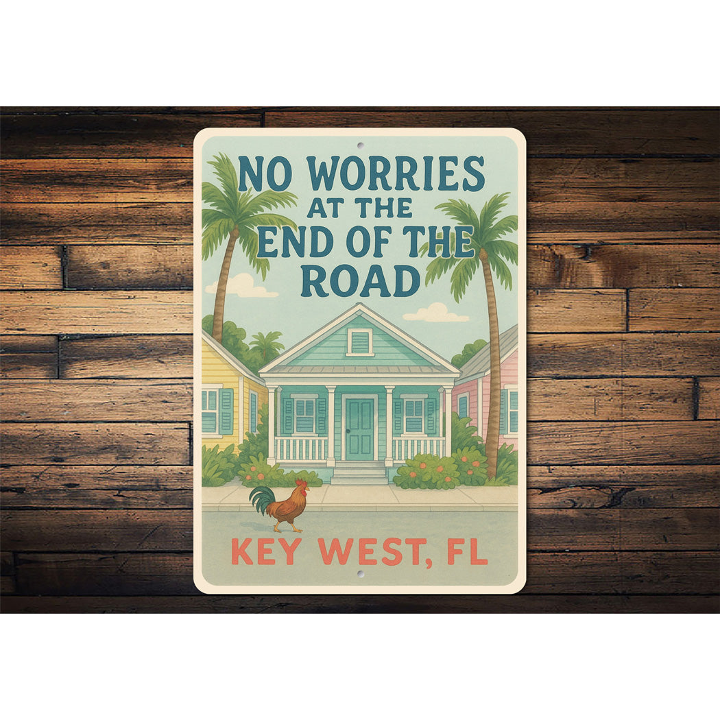 No Worries Key West Rooster Conch Cottage Sign