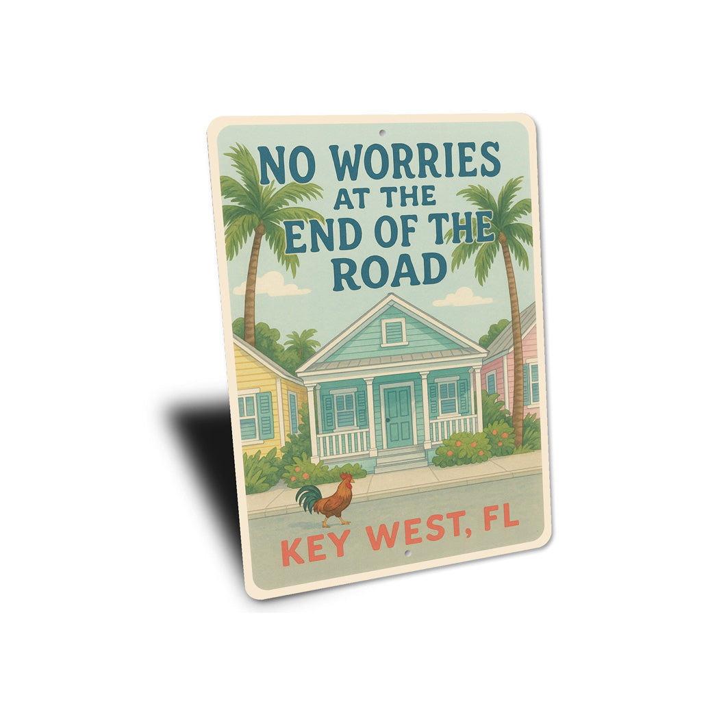 No Worries Key West Rooster Conch Cottage Sign