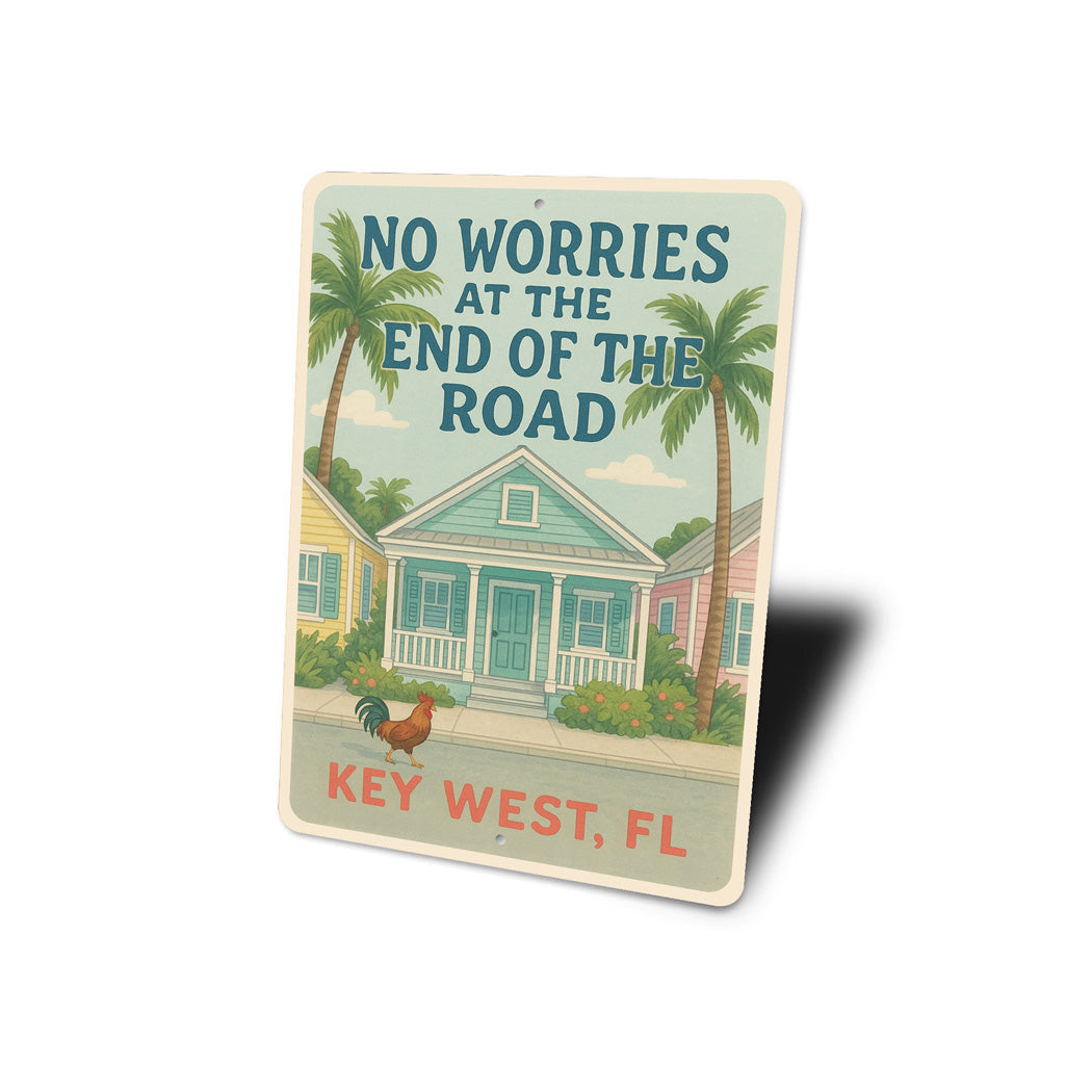 No Worries Key West Rooster Conch Cottage Sign