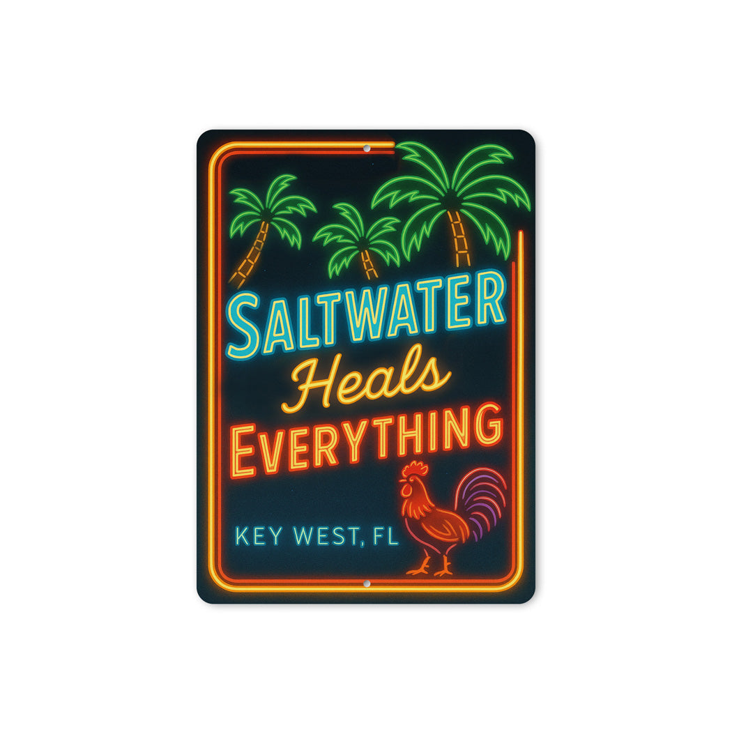 Saltwater Heals Everything Key West Retro Neon Sign
