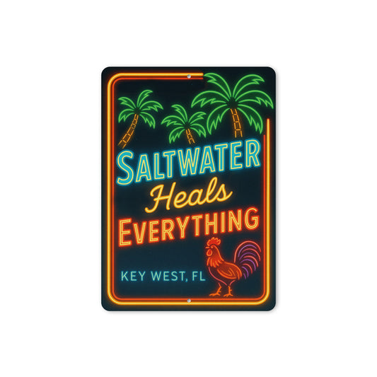 Saltwater Heals Everything Key West Retro Neon Sign