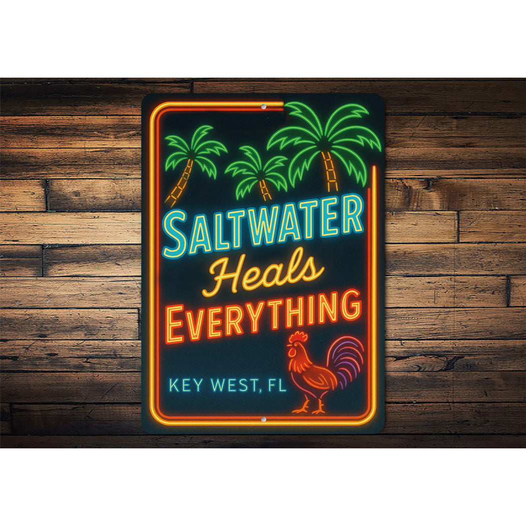 Saltwater Heals Everything Key West Retro Neon Sign