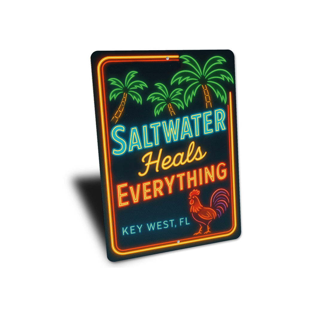 Saltwater Heals Everything Key West Retro Neon Sign
