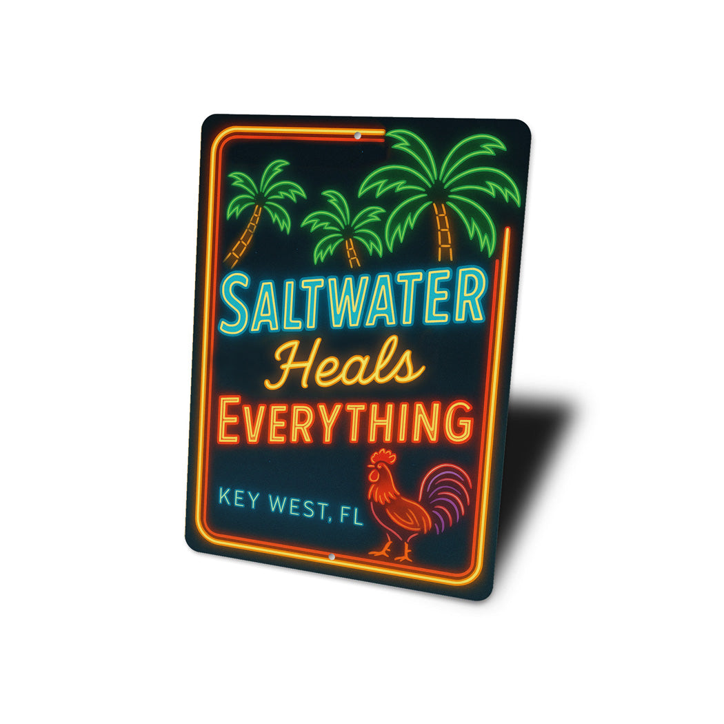 Saltwater Heals Everything Key West Retro Neon Sign
