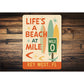 Life's A Beach At Mile 0 Marker Key West Surfboard Sign