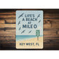 Key West Life's A Beach At Mile 0 Seabirds Coastal Sign