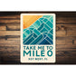 Take Me To Mile 0 Key West Geometric Waves Beach Sign