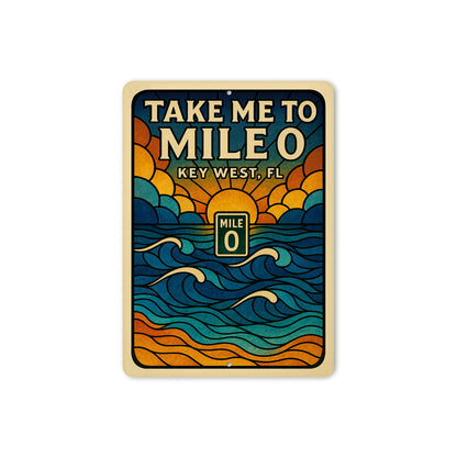 Take Me To Mile 0 Key West Stained Glass Beach Sign